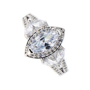 The Marie Marquise Cut Sterling Silver Halo Ring